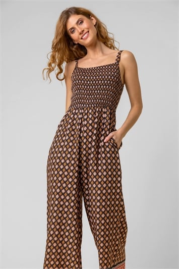 Contrast Geo Print Belted Jumpsuit 14244714