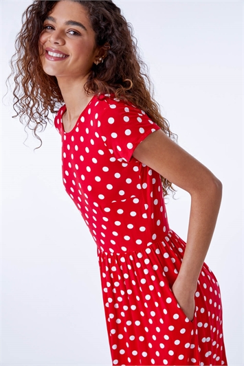 Stretch Jersey Spot Midi Dress 14317678