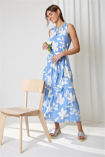 Sleeveless Floral Print Maxi Dress 14490045