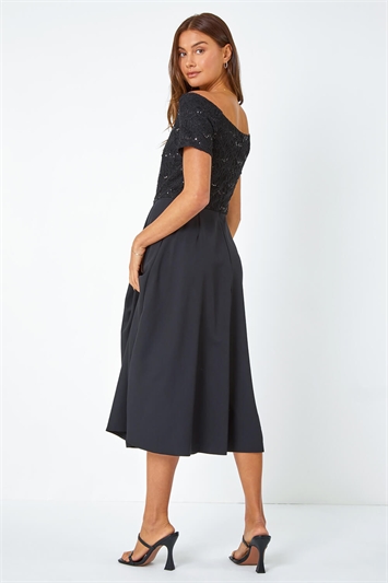 Lace Bardot Midi Stretch Dress 14330408