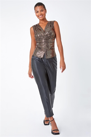 Ruched Sequin Stretch Vest lc190009