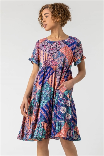 Paisley Patchwork Tiered Dress 14156609