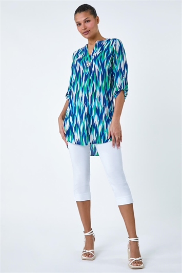 Abstract Longline Button Detail Tunic Top 20152609