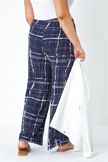 Curve Check Elastic Waist Palazzo Trousers 18064460