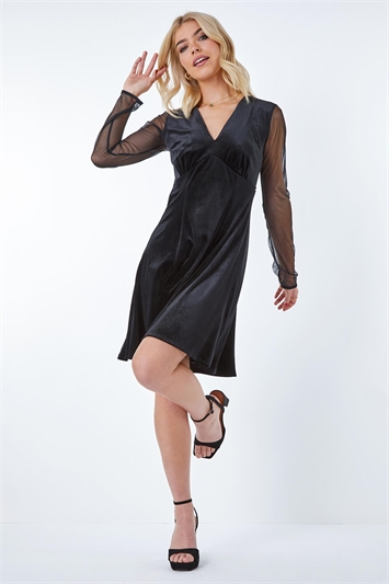 Velvet Sheer Sleeve Mini Dress 14324808