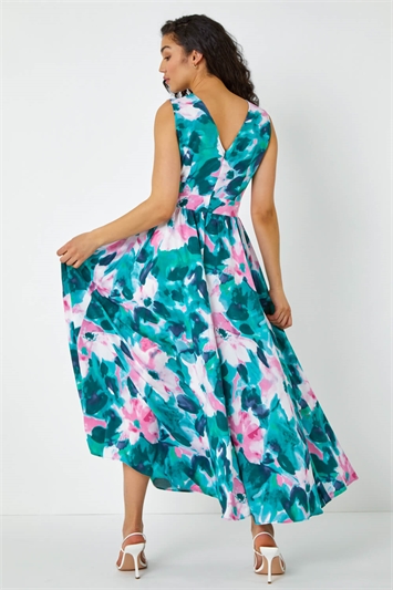 Sleeveless Floral Print Maxi Dress 14413634