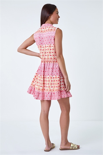 Petite Geometric Frill Hem Tunic Dress 14512572