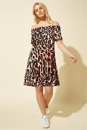 Animal Print Bardot Frill Dress 14121072