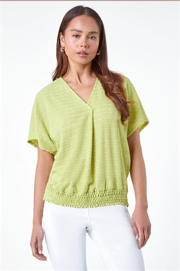 Petite Textured Shirred Stretch Top 19306182