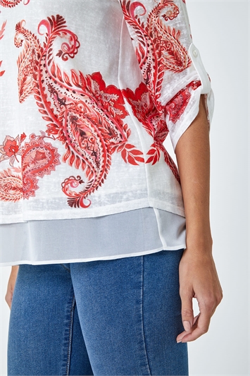 Paisley Print Double Layer Top 19096264