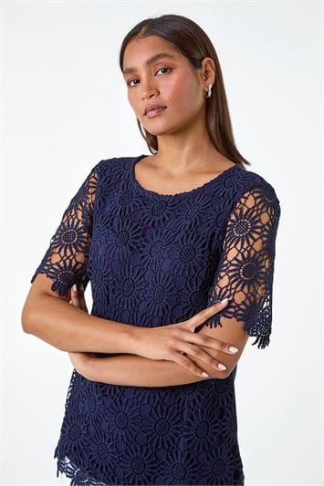 Floral Lace Stretch Jersey T-Shirt 19280160