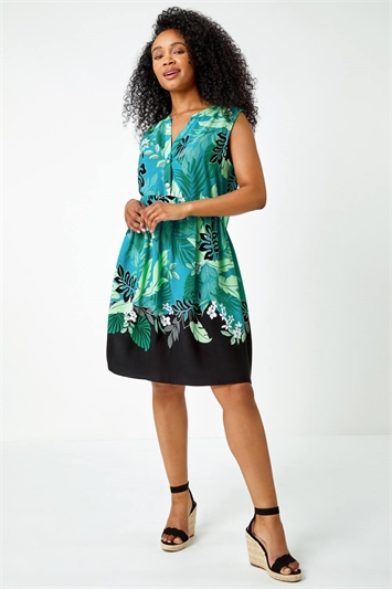 Petite Tropical Print Tunic Dress 14290509