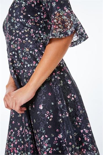 Petite Flute Sleeve Floral Lace Dress 14296208
