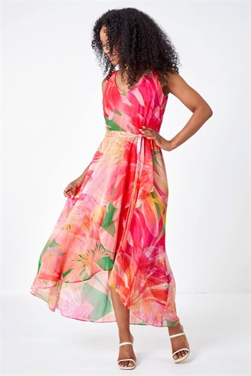 Petite Sleeveless Floral Chiffon Maxi Dress 14384172