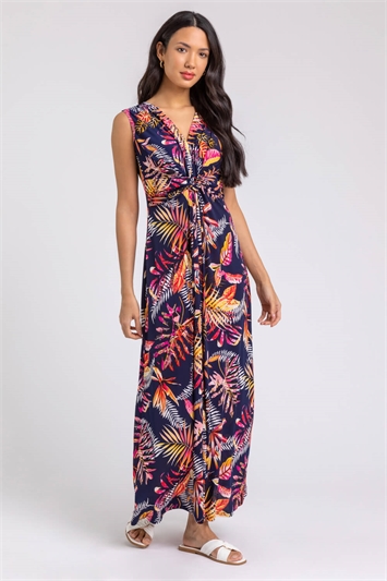Tropical Twist Stretch Ruched Maxi Dress 14226960