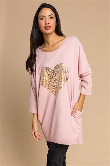 One Size Foil Henna Heart Lounge Top 11011646