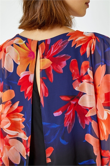 Floral Print Chiffon Overlay Jumpsuit 14350160