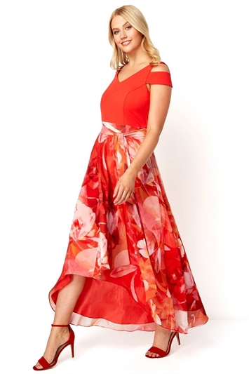 Floral Print Cold Shoulder Maxi Dress 14051222