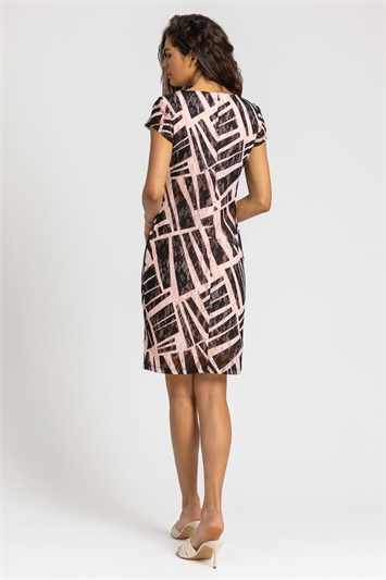 Contrast Print Stretch Lace Dress 14136272