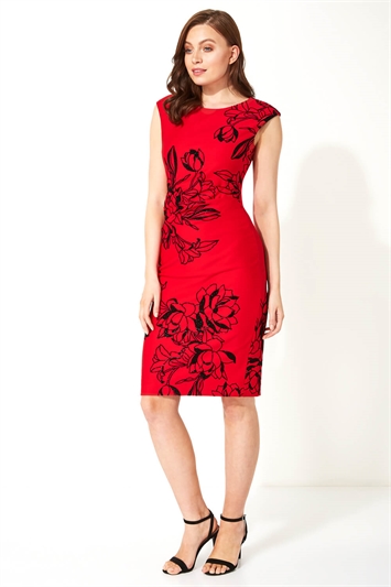Floral Print Fitted Scuba Dress 14067478
