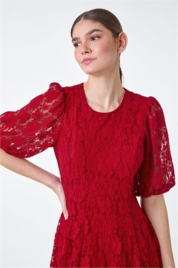 Cotton Blend Lace Bell Sleeve Dress 14558978