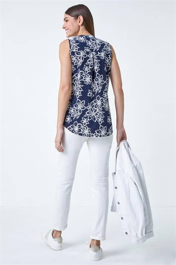 Sleeveless Floral Print Stretch Top 19302860
