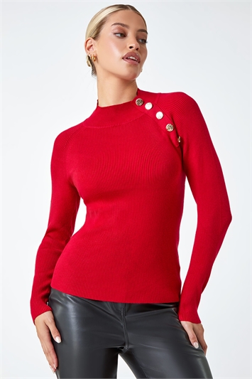 Button Detail Ribbed Jumper 16097278