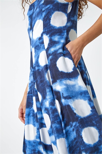 Abstract Spot Print Panelled Midi Dress 14482860
