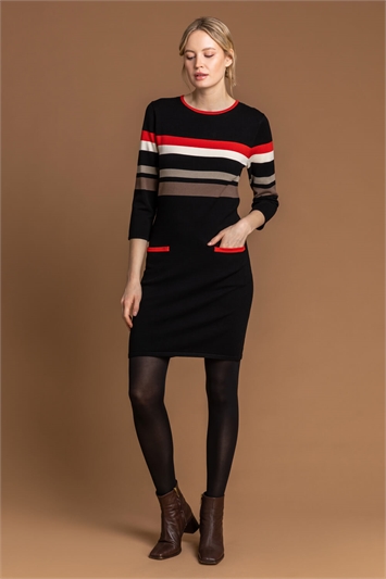 Longline Contrast Stripe Print Jumper Dress 14154008