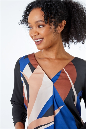 Petite Abstract Print Contrast Top 19210409