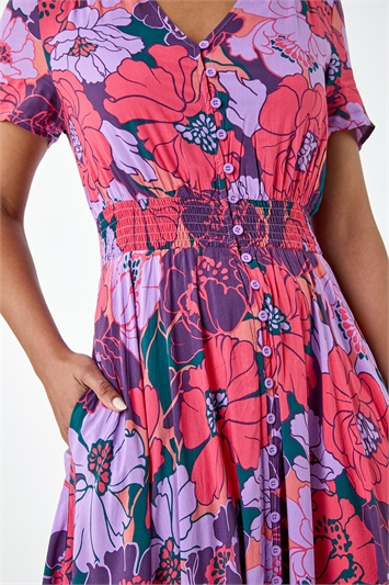 Floral Print Button Detail Maxi Dress 14553976