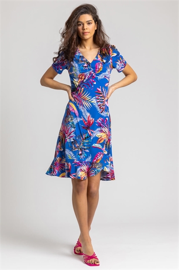 Tropical Print Frill Detail Dress 14226880