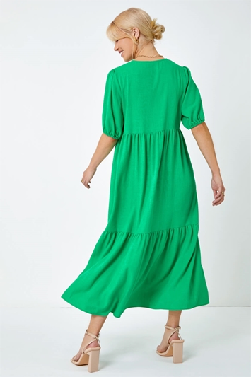 Linen Blend Tiered Midi Dress 14381134