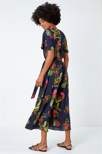Tropical Print Belted Jumpsuit 14404608
