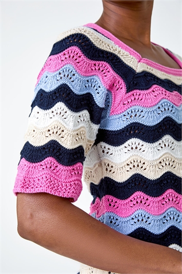 Wave Stripe Cotton Knit Top 16105572