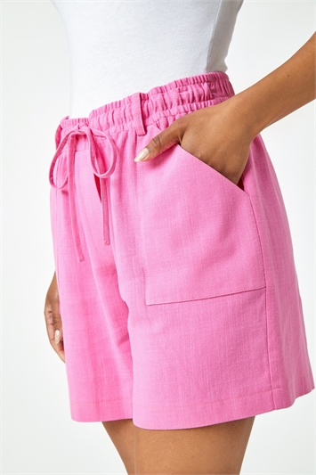 Petite Linen Blend Drawstring Shorts 18046972