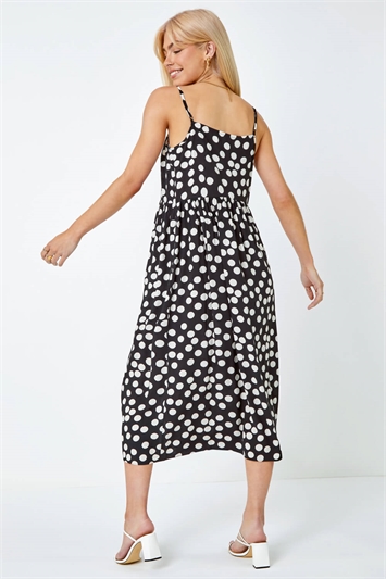 Sleeveless Polka Dot Print Midi Dress 14368108