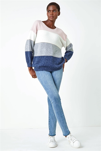 Relaxed Colour Block Stripe Jumper 16054846