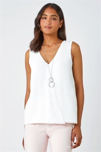 Sleeveless Vest Top with Necklace 19232638