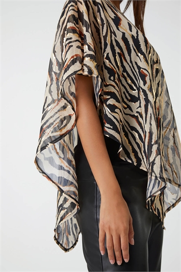 Animal Foil Overlay Stretch Top 20141888