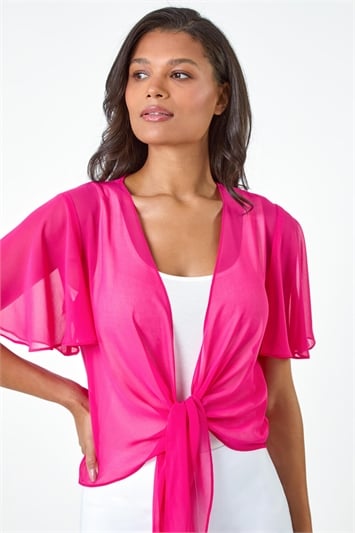 Chiffon Draped Tie Front Cover Up 20178632
