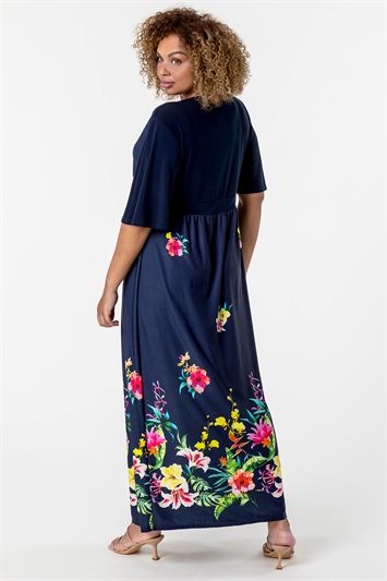 Curve Floral Border Print Maxi Dress 14146960