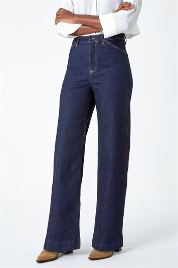 Wide Leg Stretch Denim Jeans 18051537