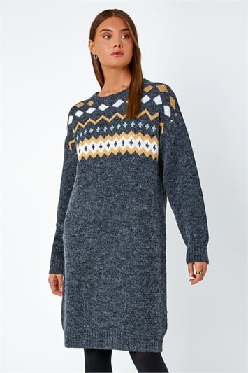 Nordic Print Knitted Jumper Dress 14470025