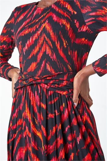 Animal Print Twist Waist Midi Stretch Dress 14471272