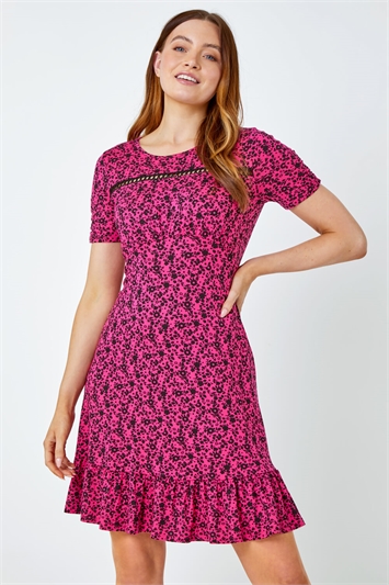 Floral Lace Detail Jersey Dress 14407532