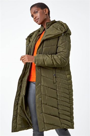 Hooded Quilted Longline Coat 12018640