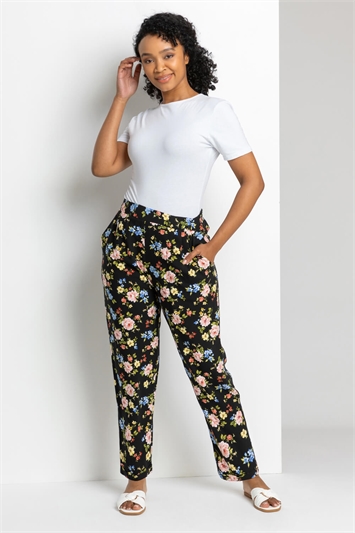 Petite Floral Print Tapered Trousers 18031308