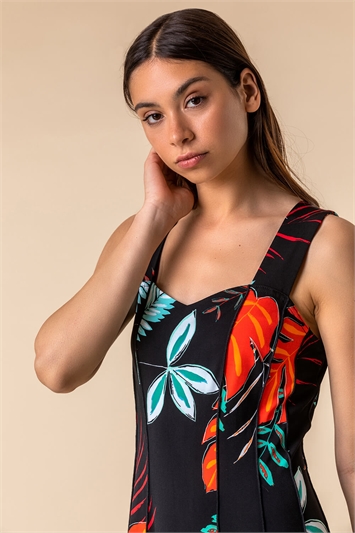 Tropical Print Panel Swing Dress 14151308