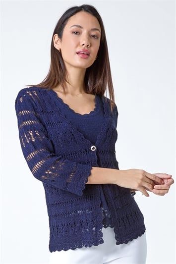 Crochet Single Button Cardigan 16110460